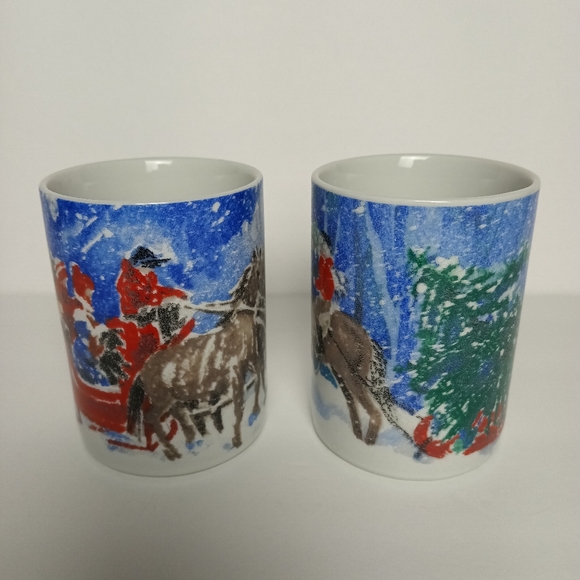 Helen Paul Christmas Holiday Coffee Mugs ~ Set of Two - Picture 2 of 7